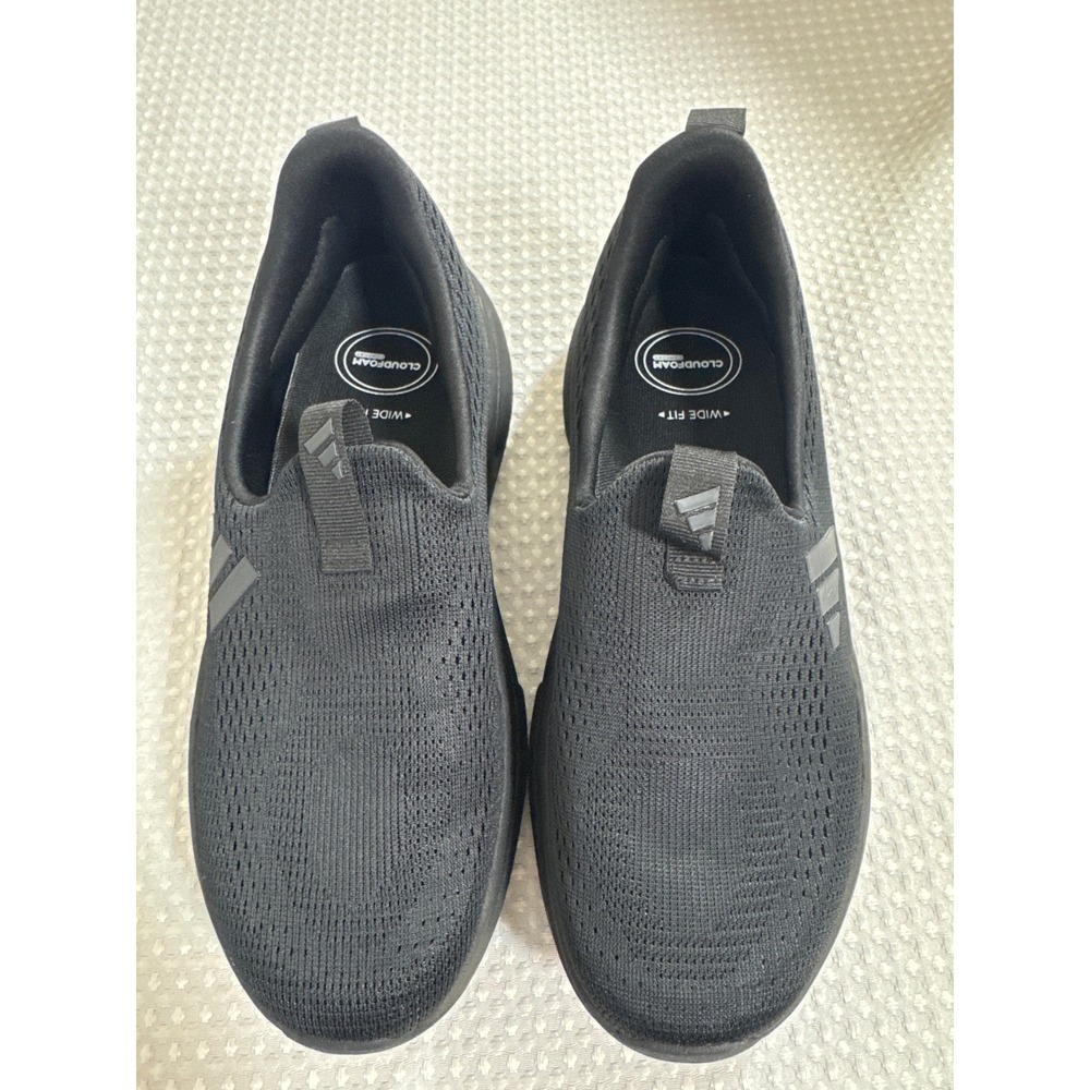 Adidas Slip On Sneakers Mens 8 Cloudfoam Comfy Black Walking APC 011001 NWOB